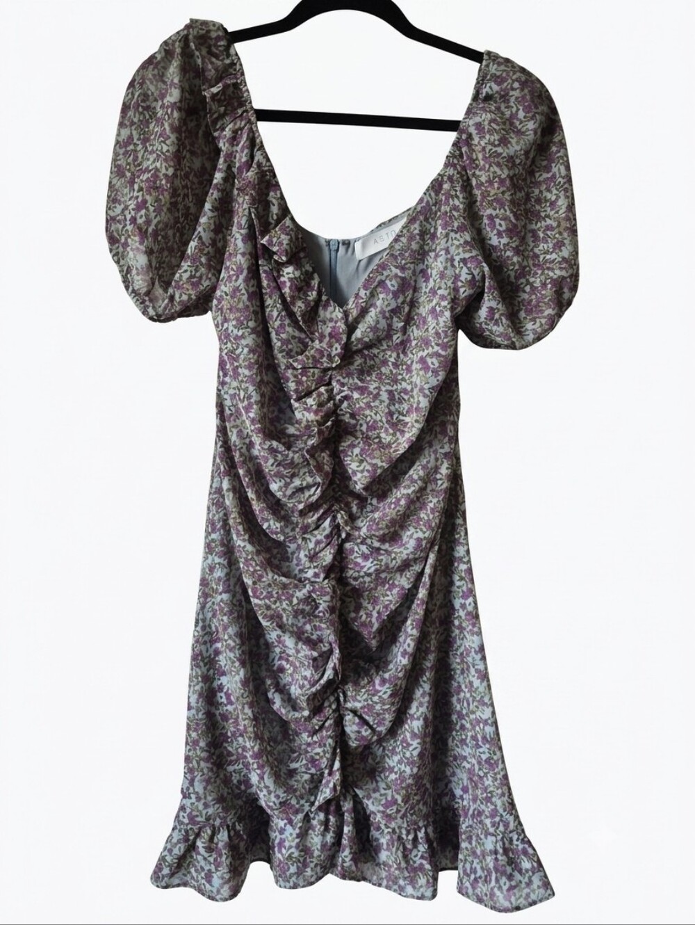 ASTR The Label Pale Blue Floral Trim Slip Dress Size Large